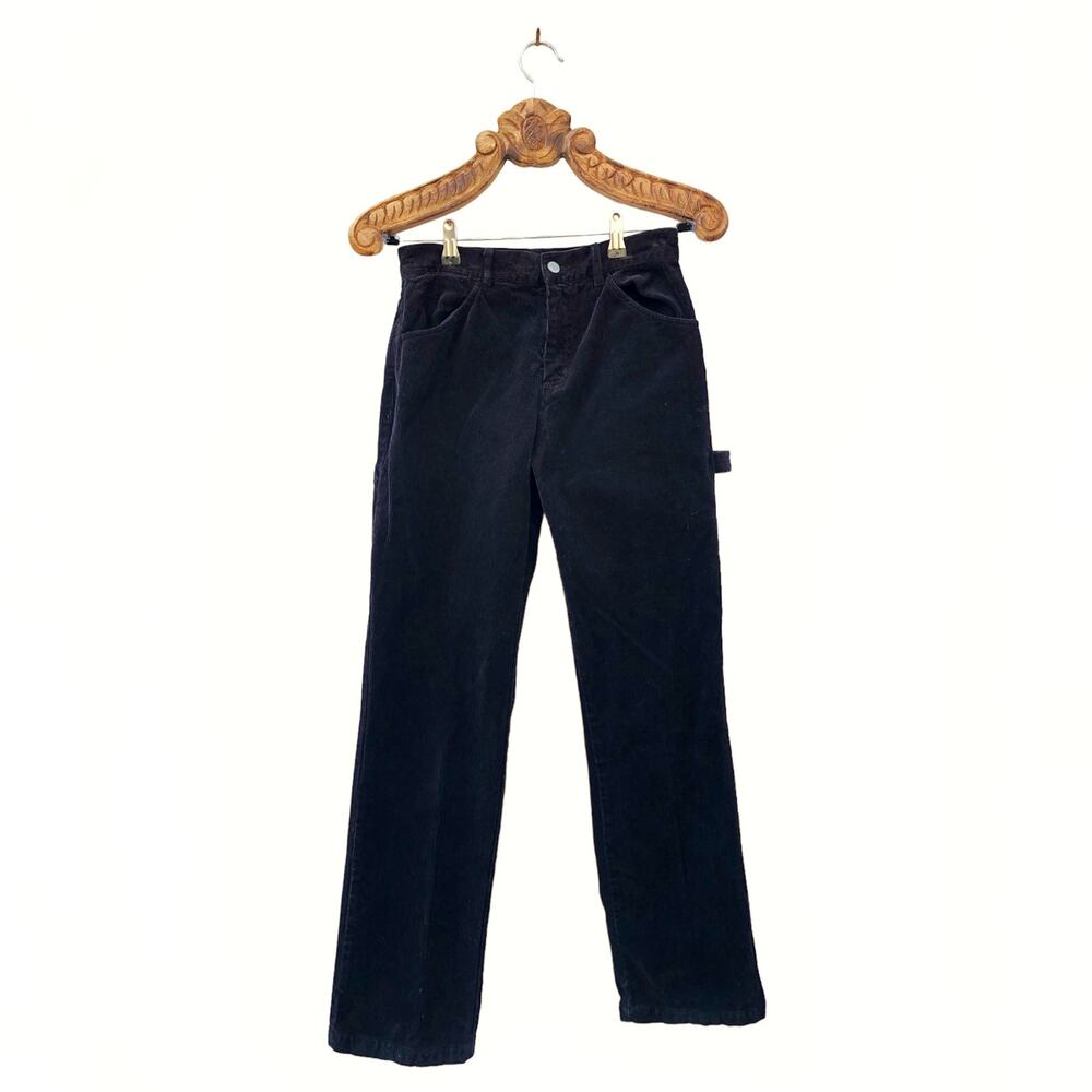 Brandy Melville Pants Corduroy Carpenter Straight Wide Leg Black High Rise